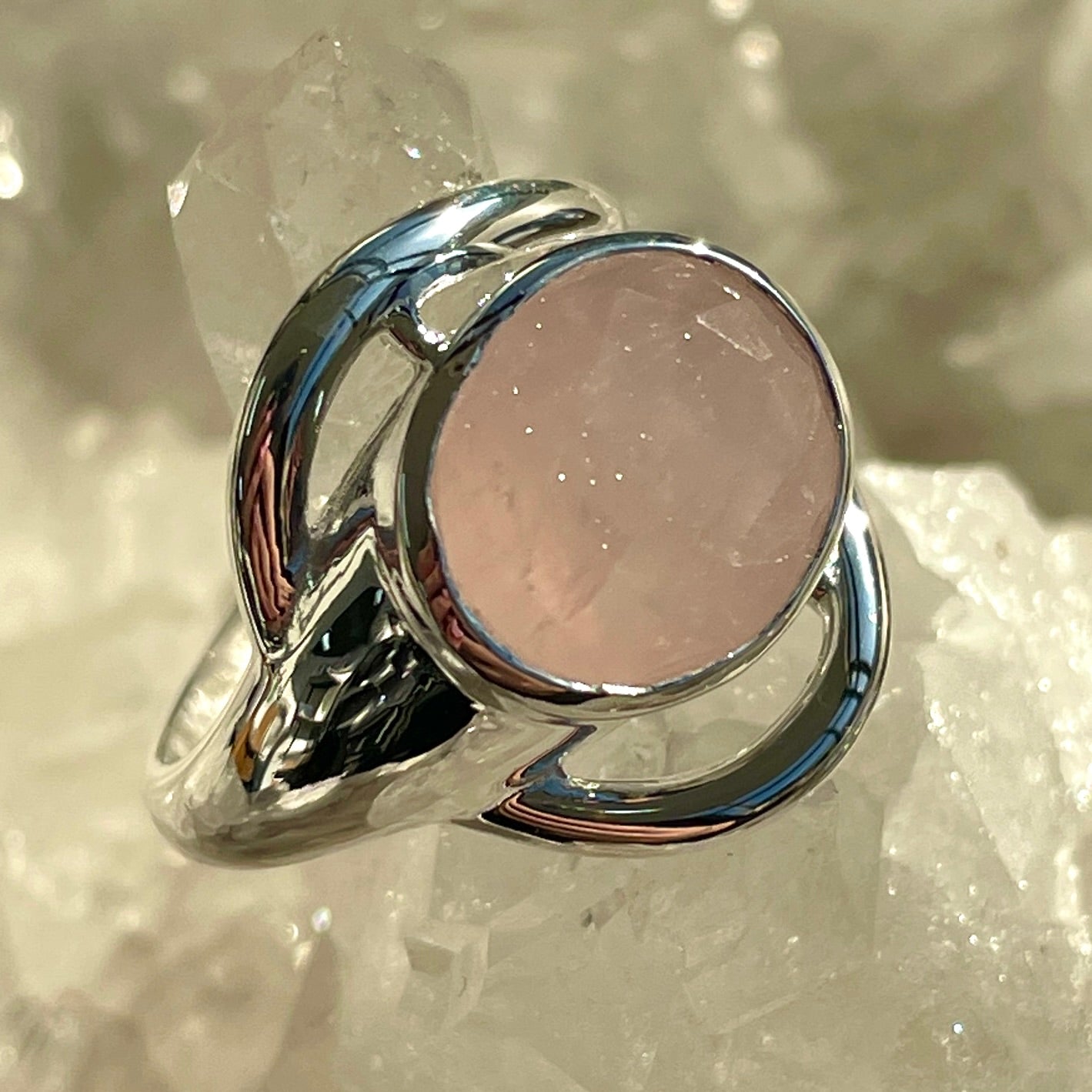 Rose Quartz Sterling Silver Ring - SR1 Rose Quartz Sterling Silver Ring - SR1